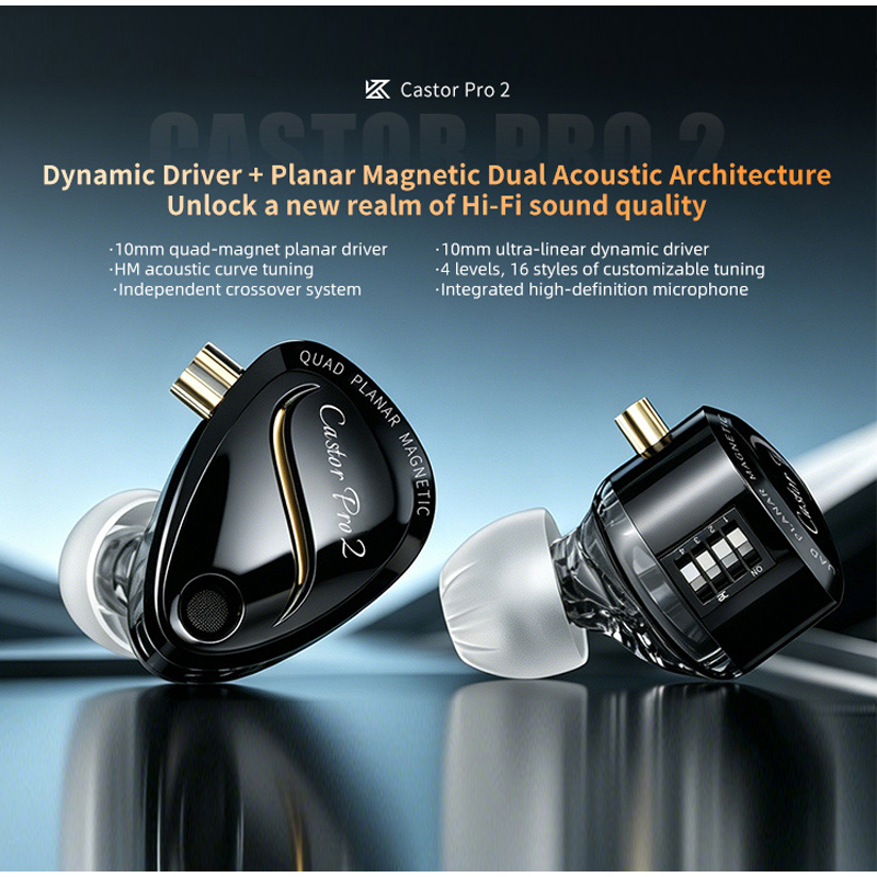 KZ Castor Pro 2 HiFi IEM Earph - Wired Earphone Mic ulasan dan harga