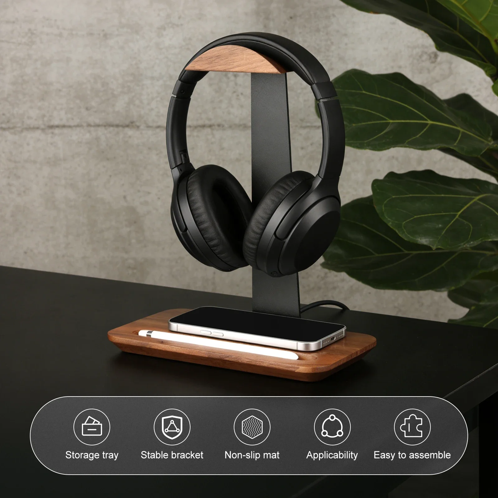 Universal Wood Headphone Stand - Headphone Stand Desk ulasan dan harga